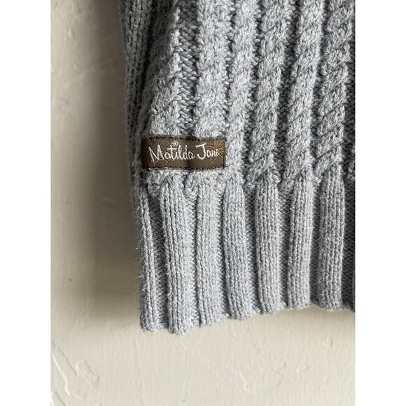 Matilda Jane Gray Flaxen Reese Cable Knit Turtleneck Sweater Girls Size 6 - Picture 4 of 6